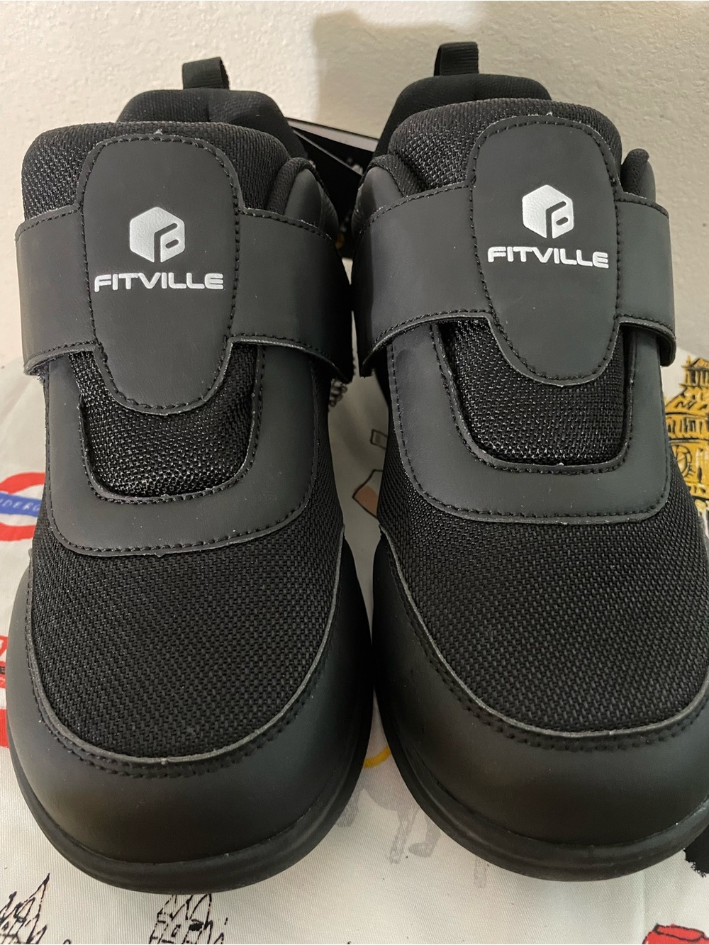 FitVille Men's EasyTop Wings V2 Black Athletic Shoes US 9